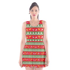 Christmas-papers-red-and-green Scoop Neck Skater Dress by Grandong