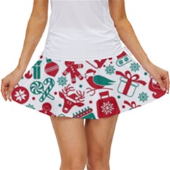 Background Vector Texture Christmas Winter Pattern Seamless Women s Skort