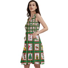 Christmas-paper-christmas-pattern Sleeveless V-neck Skater Dress With Pockets by Grandong