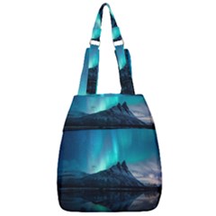 Aurora Borealis Mountain Reflection Center Zip Backpack by Grandong