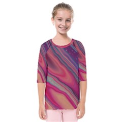 Stars Shimmering Galaxy Ocean Kids  Quarter Sleeve Raglan T-shirt