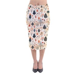 Pattern Seamless Velvet Midi Pencil Skirt by Vaneshop