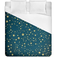 Star Golden Pattern Christmas Design White Gold Duvet Cover (california King Size) by Vaneshop