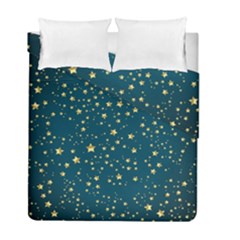 Star Golden Pattern Christmas Design White Gold Duvet Cover Double Side (full/ Double Size) by Vaneshop