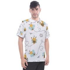 Bee Art Pattern Design Wallpaper Background Print Men s Polo T-shirt by Vaneshop