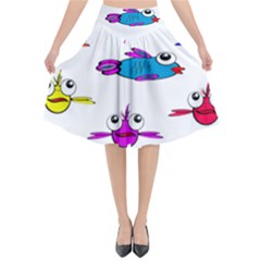 Fish Swim Cartoon Funnycute Flared Midi Skirt by Sapixe