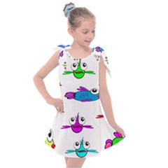 Fish Swim Cartoon Funnycute Kids  Tie Up Tunic Dress by Sapixe