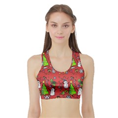 Santa Snowman Gift Holiday Sports Bra With Border by Pakjumat