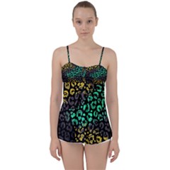 Abstract Geometric Seamless Pattern With Animal Print Babydoll Tankini Top by Amaryn4rt