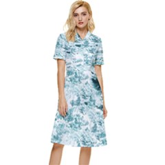 Ocean Wave Button Top Knee Length Dress by Jack14