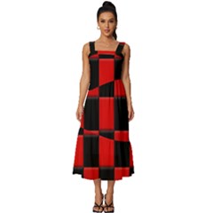 Black And Red Backgrounds- Square Neckline Tiered Midi Dress by Amaryn4rt