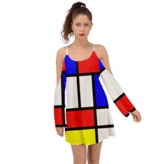 Mondrian-red-blue-yellow Boho Dress by Amaryn4rt