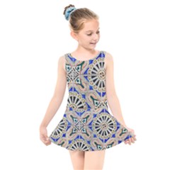 Ceramic-portugal-tiles-wall- Kids  Skater Dress Swimsuit by Amaryn4rt