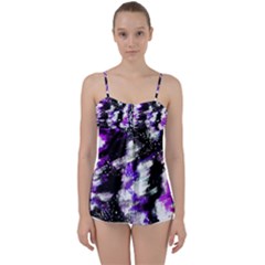 Abstract Canvas-acrylic-digital-design Babydoll Tankini Top by Amaryn4rt