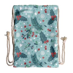 Seamless-pattern-with-berries-leaves Drawstring Bag (large) by Amaryn4rt