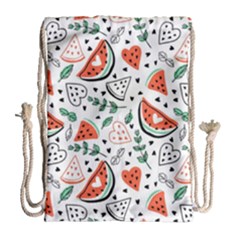 Seamless-vector-pattern-with-watermelons-mint Drawstring Bag (large) by Amaryn4rt