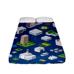 Isometric-seamless-pattern-megapolis Fitted Sheet (full/ Double Size) by Amaryn4rt