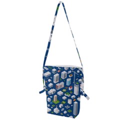 Isometric-seamless-pattern-megapolis Folding Shoulder Bag by Amaryn4rt