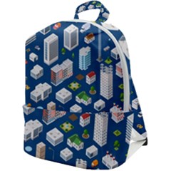 Isometric-seamless-pattern-megapolis Zip Up Backpack by Amaryn4rt