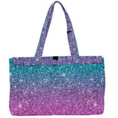 Pink And Turquoise Glitter Canvas Work Bag by Sarkoni