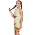 Leaves Autumn Fall Background Kids  Halter Collar Waist Tie Chiffon Dress View2