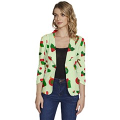 Festive Background Holiday Background Women s One-button 3/4 Sleeve Short Jacket by Pakjumat