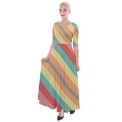 Pattern Design Abstract Pastels Half Sleeves Maxi Dress