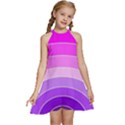 Pink Rainbow Purple Design Pattern Kids  Halter Collar Waist Tie Chiffon Dress View1