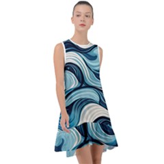 Pattern Ocean Waves Arctic Ocean Blue Nature Sea Frill Swing Dress by Pakjumat