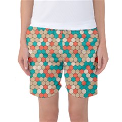 Multicolored Honeycomb Colorful Abstract Geometry Women s Basketball Shorts