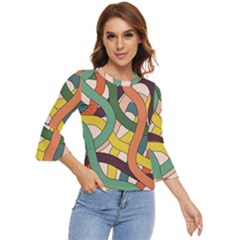 Snake Stripes Intertwined Abstract Bell Sleeve Top