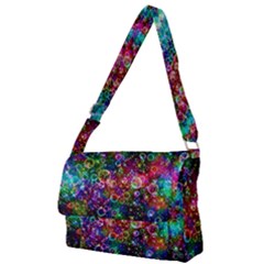 Psychedelic Bubbles Abstract Full Print Messenger Bag (l) by Modalart