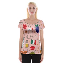 Food Pattern Italia Cap Sleeve Top by Sarkoni