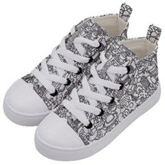 Food Doodle Pattern Kids  Mid-top Canvas Sneakers by Sarkoni