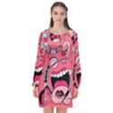 Big Mouth Worm Long Sleeve Chiffon Shift Dress  View1