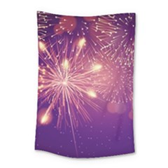 Fireworks On A Purple With Fireworks New Year Christmas Pattern Small Tapestry by Sarkoni