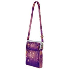 Fireworks On A Purple With Fireworks New Year Christmas Pattern Multi Function Travel Bag by Sarkoni