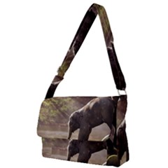 Baby Elephant Watering Hole Full Print Messenger Bag (l) by Sarkoni