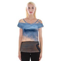 Landscape Sky Clouds Mountain Road Cap Sleeve Top by Sarkoni