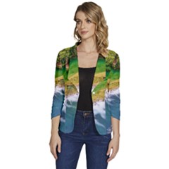 River Waterfall Women s One-button 3/4 Sleeve Short Jacket by Sarkoni