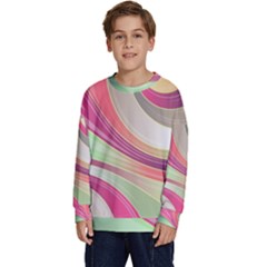 Abstract Colorful Background Wavy Kids  Crewneck Sweatshirt