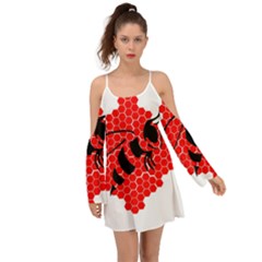 Bee Logo Honeycomb Red Wasp Honey Boho Dress by Amaryn4rt