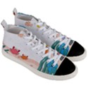 Cartoon Marine Life Marine Drawing Men s Mid-Top Canvas Sneakers View3