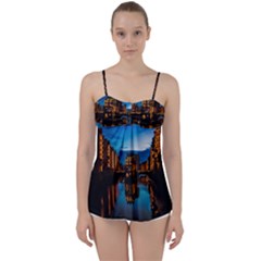 Hamburg City Blue Hour Night Babydoll Tankini Top by Amaryn4rt