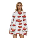 Summer Watermelon Pattern Round Neck Long Sleeve Bohemian Style Chiffon Mini Dress View1