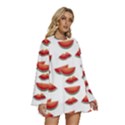 Summer Watermelon Pattern Round Neck Long Sleeve Bohemian Style Chiffon Mini Dress View3