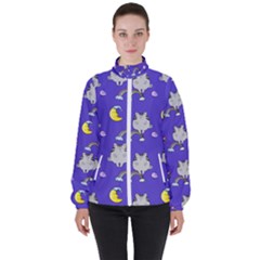 Cat Texture Pattern Seamless Rainbow Women s High Neck Windbreaker by Ravend