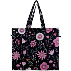 Flowers Pattern Canvas Travel Bag by Ravend