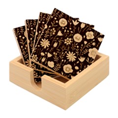 Flowers Pattern Bamboo Coaster Set by Ravend