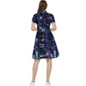 Black Building Lighted Under Clear Sky Short Sleeve Waist Detail Dress View2